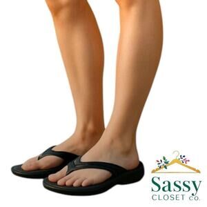 OOFOS Black Original Orthotic Flip‑Flops Women’s 10 Comfort Sandals EUC